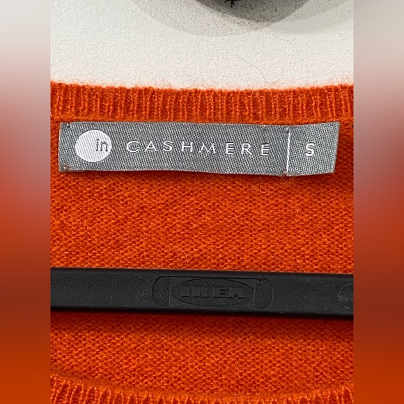 InCashmere Pure Baby Cashmere Long Sleeve CrewNeck Sweater in Pumpkin Blaze S - Picture 5 of 11
